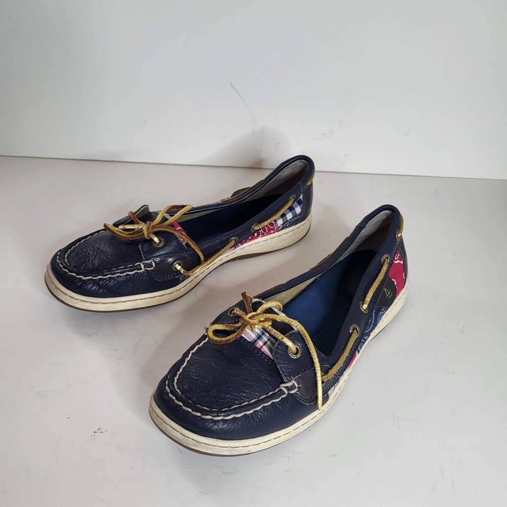 New Sperry Navy Flats with Tan Laces - 9 - Picture 2 of 4